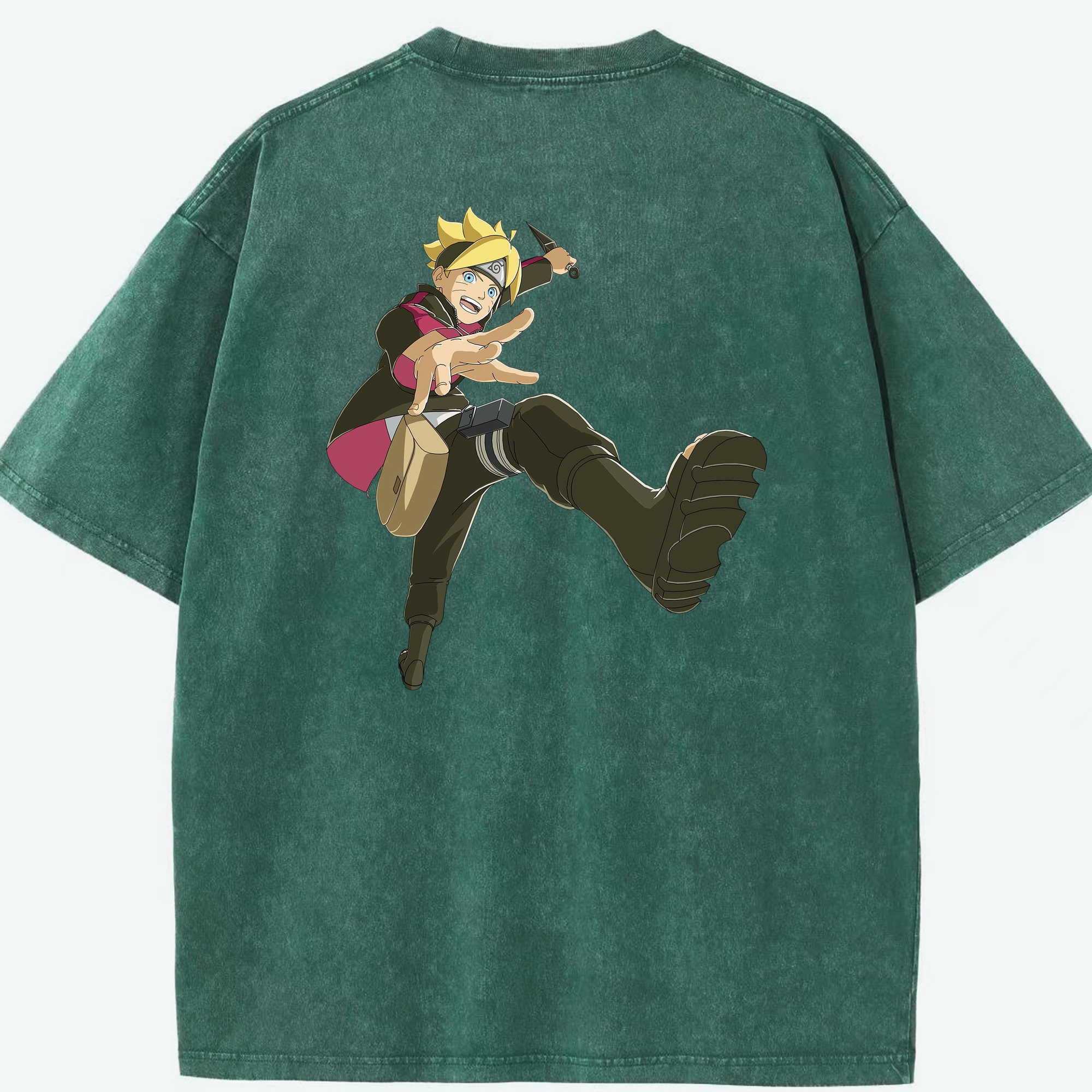 （画像用） NARUTO -ナルト- うずまき ボルト Uzumaki Boruto 綿100% ヴィンテージ風 半袖Tシャツ（背面プリント）